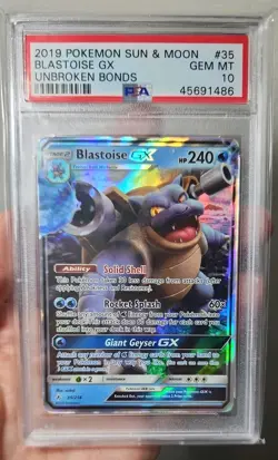 2019 POKEMON SUN & MOON UNBROKEN BONDS #35 BLASTOISE GX PSA 10 - Image 1