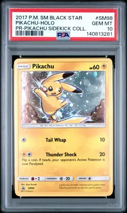 2017 POKEMON SM BLACK STAR PROMO PIKACHU SIDEKICK COLL #SM98 PIKACHU-HOLO PSA 10 - Image 1
