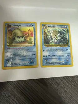 Pokemon TCG Base Set Omanyte 52/62 & Omastar 40/62 Lot 1999 English - Image 1