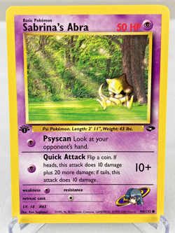 Sabrina's Abra 94/132 Gym Challenge WOTC Pokemon Card 1st Edition - Near Mint - Image 1