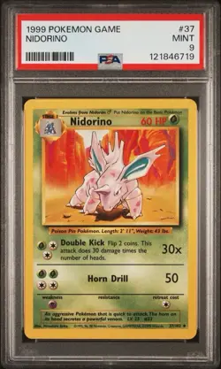1999 Pokemon Game 37 Nidorino PSA 9 Card MINT! Trusted Seller Free Ship Base Set - Image 1