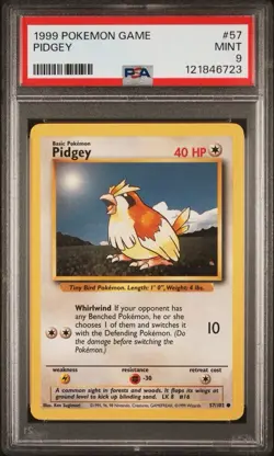 1999 Pokemon Game # 57 Pidgey PSA 9 Card MINT! Trusted Seller Free Ship Base Set - Image 1