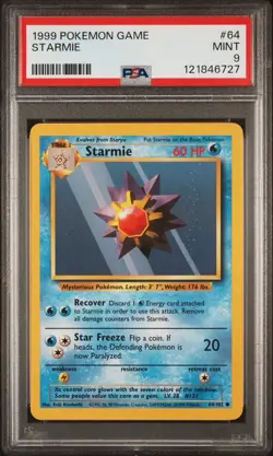 1999 Pokemon Game #64 Starmie PSA 9 Card MINT! Trusted Seller Free Ship Base Set - Image 1