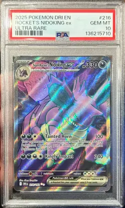2025 Pokemon Destined Rivals Team Rocket’s Nidoking Ex Ultra Rare 216/182 PSA 10 - Image 1