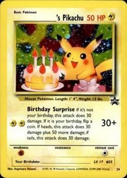 Pokemon _____'s Birthday Pikachu 24 Nintendo Black Star Promo Near Mint - Image 1