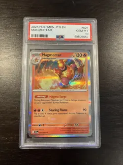 2025 POKEMON JTG EN-JOURNEY TOGETHER #021 MAGMORTAR PSA 10 Gem Mint - Image 1