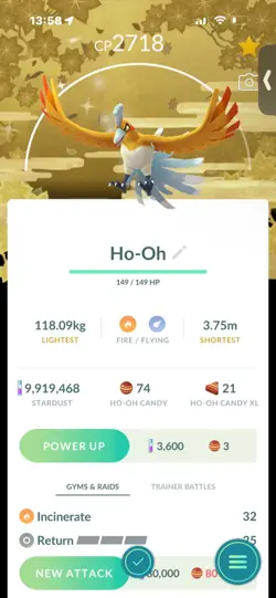 Pokemon Go Shiny Legendary Ho-Oh ( Purifed ) ( Background) - Image 1