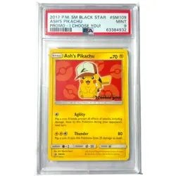 Ash’s Pikachu SM109 PSA 9 Mint Kanto Promo Pokemon Graded TCG Card - Image 1