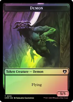 MTG FOIL {Demon Token} // {Zombie Token} (Black) - Commander Masters #T15T19 - Image 1