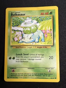 Bulbasaur 44/102 Common Base Set Pokemon 1999 - Image 1