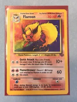 Pokemon Flareon Jungle 3/64 Holo Rare 70 HP Stage 1 Wizards 1999 English - Image 1