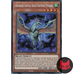 Yugioh Advanced Crystal Beast Sapphire Pegasus BLCR-EN016 Secret Rare 1st Ed NM - Image 1