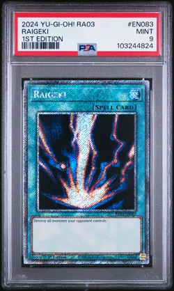 2024 YU-GI-OH! RA03-QUARTER CENTURY BONANZA 1ST ED #EN083 RAIGEKI PSA 9 - Image 1