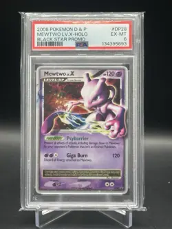 2008 PSA 6 Pokemon D&P Mewtwo Lv.X DP28 Black Star Promo Card EX-MT - Image 1