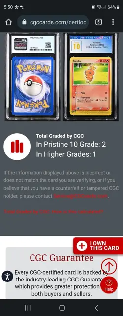 (POP 2) CGC 10 PRISTINE 2003 Pokemon Ex Ruby & Sapphire Torchic 73/109 Card - Image 4