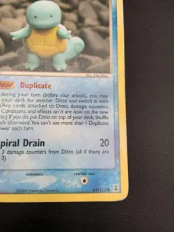 Pokemon TCG Ditto 64/113 Squirtle EX Delta Species 2005 Card - Image 5