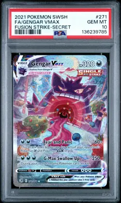 2021 POKEMON SWORD & SHIELD FUSION STRIKE SECRET FULL ART/GENGAR VMAX PSA 10 - Image 1