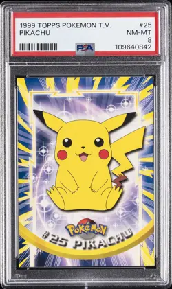 1999 TOPPS POKEMON TV #25 PIKACHU PSA 8 - Image 1