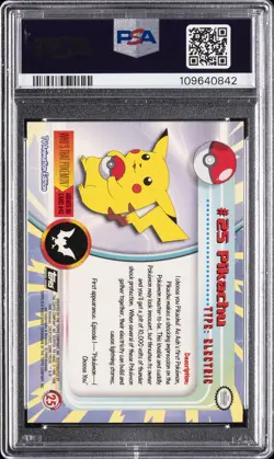 1999 TOPPS POKEMON TV #25 PIKACHU PSA 8 - Image 2