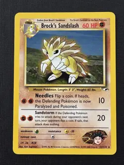 Pokemon Brock's Sandslash 23/132 Gym Heroes Stage 1 Rare 60HP 10 20 Attack - Image 1