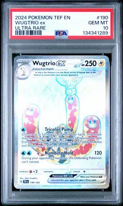 2024 POKEMON TEF EN-TEMPORAL FORCES ULTRA RARE #190 WUGTRIO EX PSA 10 - Image 1