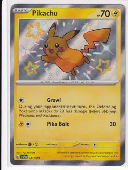 Pikachu 131/091 - Paldean Fates - Shiny Rare Pokemon Holo NM - Image 1