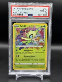 Pokemon 2020 Celebi 009/185 Holo Amazing Rare Vivid Voltage GEM MINT PSA 10 - Image 1