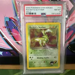 2000 POKEMON GYM HEROES HOLO #13 ROCKET'S SCYTHER PSA 8 with swirl - Image 1