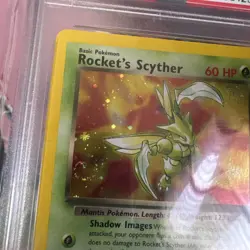 2000 POKEMON GYM HEROES HOLO #13 ROCKET'S SCYTHER PSA 8 with swirl - Image 2