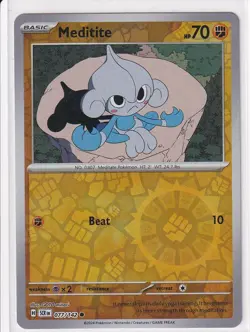 Meditite 77/142 - Stellar Crown - Common Pokemon Reverse Holo NM - Image 1