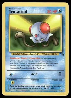 Pokemon Cards Tentacool 56/62 Unlimited Fossil WOTC Common NM *3 - Image 1