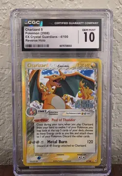 2006 Pokemon Charizard 4 Reverse Holo EX Crystal Guardians CGC Gem Mint 10 - Image 1