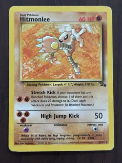 Pokemon Hitmonlee Fossil Unlimited 22/62 Non Holo MP Pokemon Card - Image 1
