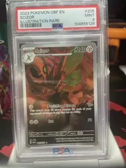 2023 POKEMON OBF EN-OBSIDIAN FLAMES ILLUSTRATION RARE #205 SCIZOR PSA 9 - Image 1