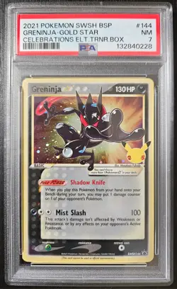⭐PSA 7 Greninja Gold Star #144 ⭐ 2021 Black Star Promo Celebrations Pokemon - Image 1