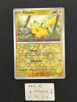 Pokemon ENGLISH - 151 - Pikachu - 025/165 - Reverse Holo - M/NM - Image 1