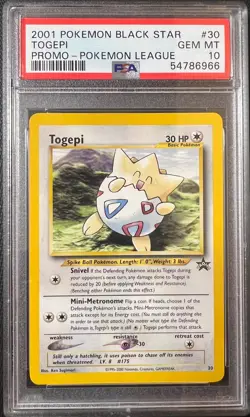 2001 POKEMON TOGEPI #30 BLACK STAR PROMO-POKEMON LEAGUE PSA 10 - Image 1