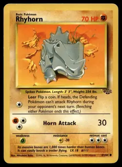 Rhyhorn 61/64 Pokemon Card Jungle Common 70 HP Lightly Played U27 - Image 1