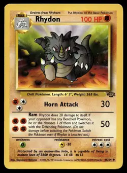 Rhydon 45/64 Pokemon Card Jungle Uncommon 100 HP Lightly Played M11 - Image 1