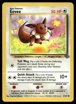 Eevee 51/64 Pokemon Card Jungle Common 50 HP Lighlty Played H8 - Image 1