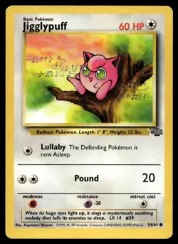 Jigglypuff 54/64 Pokemon Card Jungle Common 60 HP Lightly Played KQ - Image 1