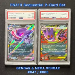 PSA 10 Gengar & Mega Gengar ex 047 003 Sequential 2-Card Set JP Pokemon Card GEM - Image 1