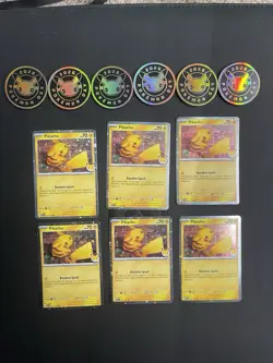 Pikachu 051 /162 Stamped 2026 Pokemon Day 30 Promo Lot Of 6 W/TCG Coins - Image 1