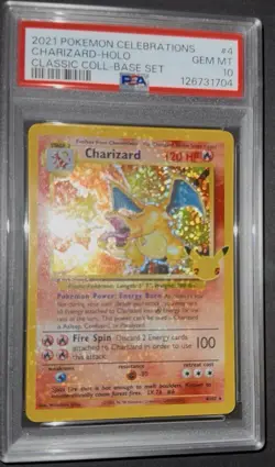 Pokemon Holo Bleed 🩸 PSA 10 Charizard Celebrations Classic Collection Rare #4 - Image 3