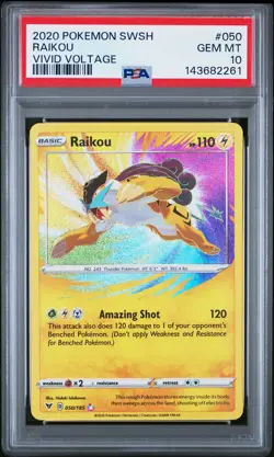PSA 10 Raikou 050 Pokemon 2020 Sword & Shield Vivid Voltage - Image 1
