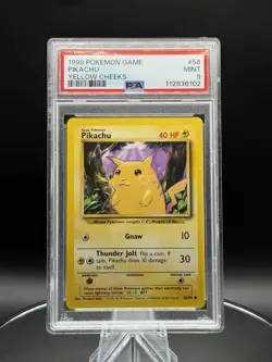 1999 Pokemon Game Pikachu Yellow Cheeks # 58/102 PSA 9 - Image 1
