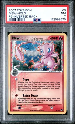 2007 POKEMON POP SER 5 INVERTED BACK #3 MEW-HOLO PSA 7 - Image 1