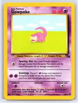 1999 Pokemon TCG - Fossil - Unlimited Slowpoke 55/62 - LP - Image 1