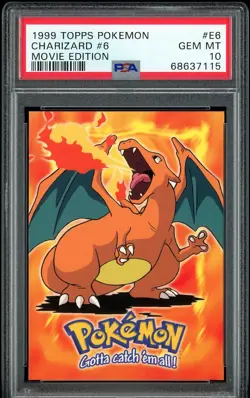 PSA 10 GEM MINT Charizard Topps E6 Pokemon The Movie Edition 1999 - Image 1