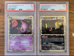 2X LOT 2010 Pokemon HGSS Undaunted PSA 1 Umbreon 86 & Espeon 81 Prime Holo SEQUE - Image 1
